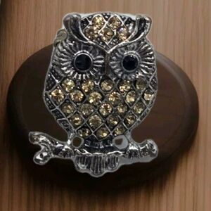 Owl Ring Rhinestones Costume Jewelry? Owls! Stretchy Cute Tarnished Silver Color